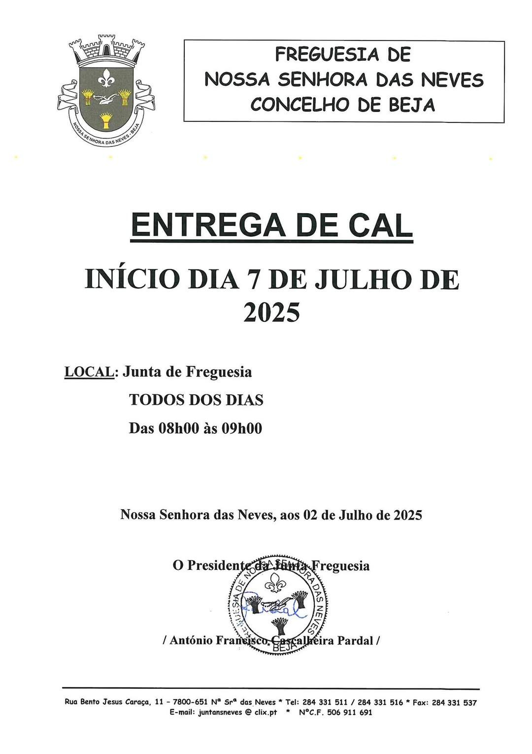 Entrega de Cal