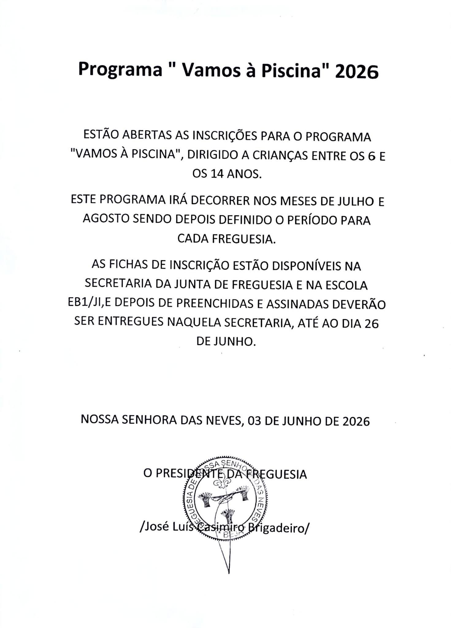 Programa "Vamos à Piscina"